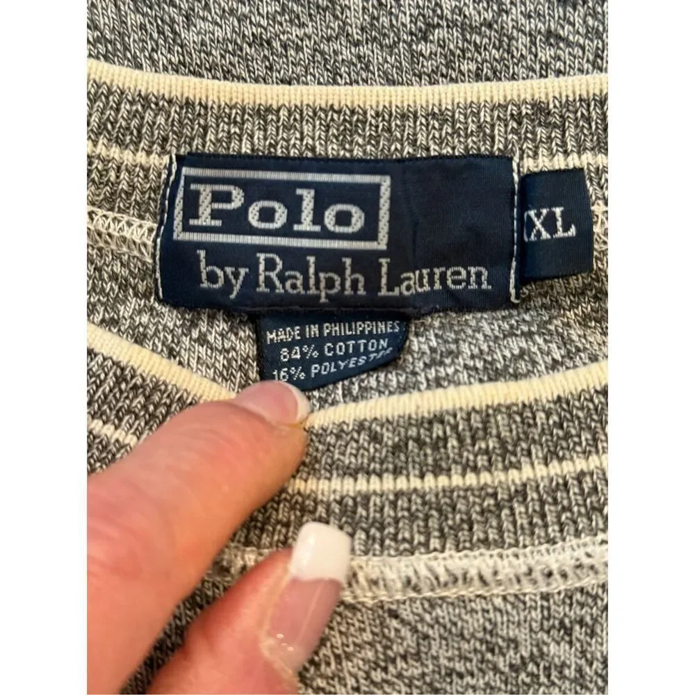 Polo Ralph Lauren Sweater Sz. XXL Long Sleeve Pullover Gray/Cream